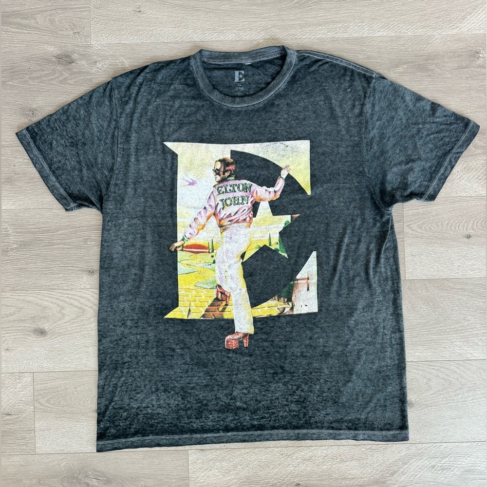 Elton John Farewell Yellow Brick Road 2019 Concert Tour Tee T-Shirt Gray Size XL